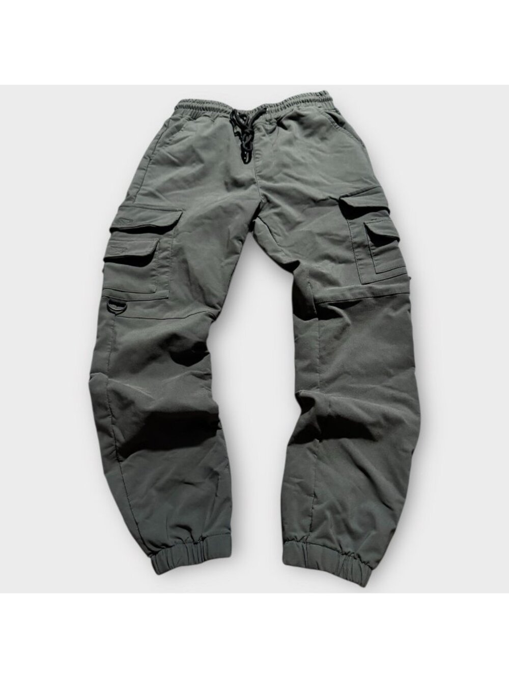 NWOT Riot Empire Pants Men Small Gray Cargo Drawstring Pocket Joggers Pants